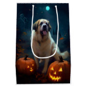 Halloween Saint Bernard met pompoenen eng Medium Cadeauzakje (Achterkant)