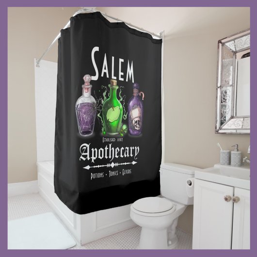 Halloween Salem Apothecary Potions Tonics Elixirs Douchegordijn