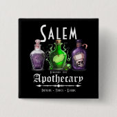 Halloween Salem Apothecary Potions Tonics Elixirs Vierkante Button 5,1 Cm (Voorkant)