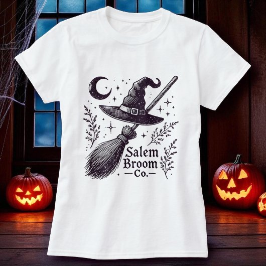 Halloween Salem Witch Broomstick T-shirt