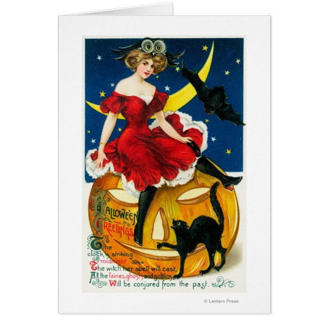 Halloween Salutations Femme sur Jack-o-Lantern (Devant)