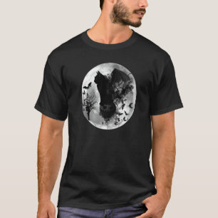 Halloween Samhain Vleermuis Kat Zwarte Kat Hekseri T-shirt