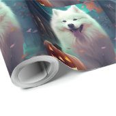 Halloween Samoyed met pompoenen eng Cadeaupapier (Rol Hoek)