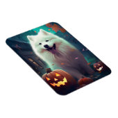 Halloween Samoyed met pompoenen eng Magneet (Rechterzijde)