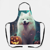 Halloween Samoyed met pompoenen eng Schort (Voorkant)