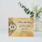 Halloween Save the Date - Skull & Crossbones Aankondigingskaart (Staand voorkant)