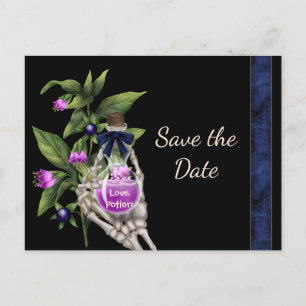 Halloween Save the Date with Paarse Love Potion Aankondigingskaart