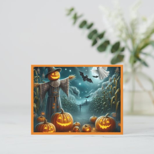 Halloween Scarecrow Feestdagenkaart (Staand voorkant)