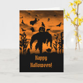 Halloween Scarecrow Jack O Lantern Witch Ravens Kaart (Gele Bloem)