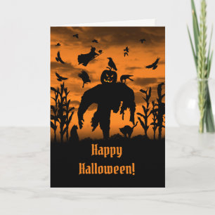 Halloween Scarecrow Jack O Lantern Witch Ravens Kaart