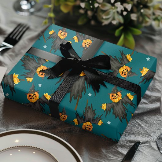 Halloween Scarecrow Pumpkins Pattern Cadeaupapier