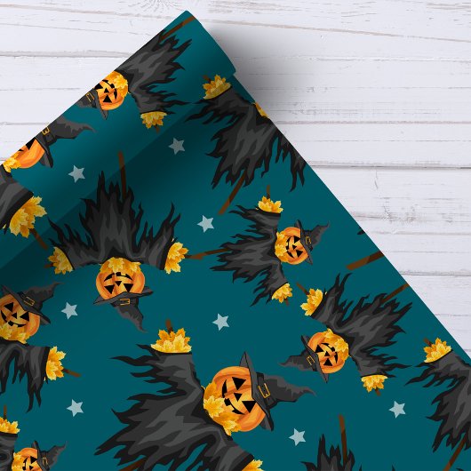 Halloween Scarecrow Pumpkins Pattern Cadeaupapier