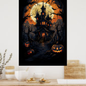 Halloween Scarecrow's Haunting Castle Poster (Keuken)
