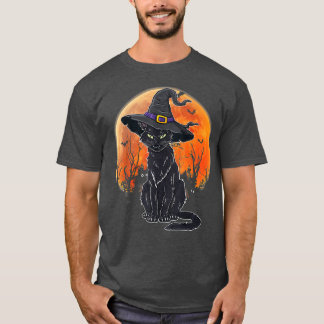 Halloween Scary Black Cat met heks Pet Premium T-shirt