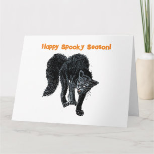 Halloween Scary Black Cat Spooky Vakantie Cartoon Kaart
