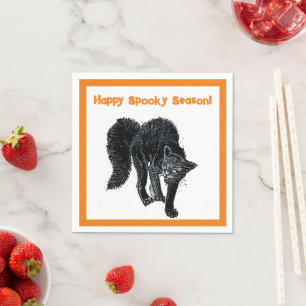 Halloween Scary Black Cat Spooky Vakantie Cartoon Servet