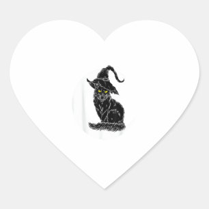 Halloween Scary Black Cat Witch Pet Moon W Hart Sticker