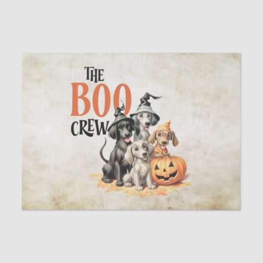 Halloween Scary Boo Dogs Crew Sinaasappel Pompoen Tissuepapier (Voorkant)