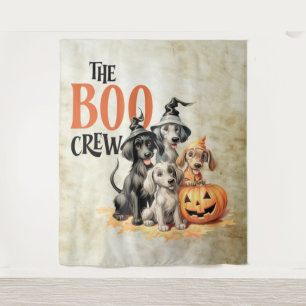 Halloween Scary Boo Dogs Crew Sinaasappel Pompoen Wandkleed
