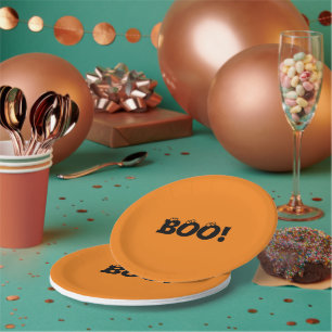 Halloween Scary Boo! Oogballen zwart oranje Papieren Bordje