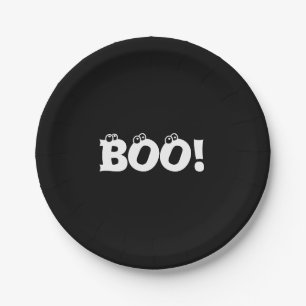 Halloween Scary Boo! Oogballen zwart wit Papieren Bordje