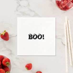 Halloween Scary Boo! Oogballen zwart wit Servet