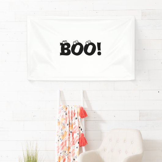 Halloween Scary Boo, zwarte witte decor Spandoek (Insitu)