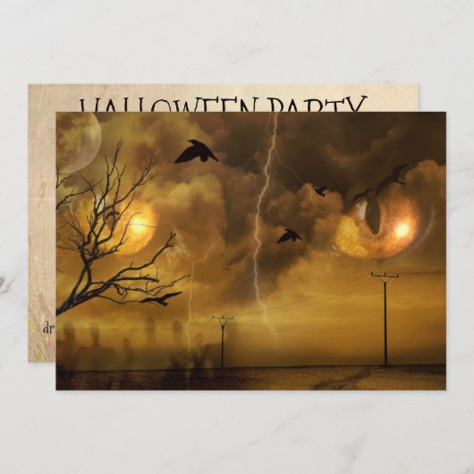 Halloween Scary Cat Eyes Party Invitation Kaart (Voorkant / Achterkant)
