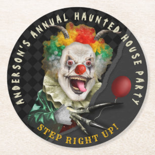 Halloween Scary Clown Adult Creepy Circus Party Ronde Kartonnen Onderzetter