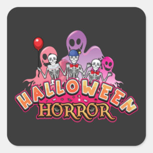 Halloween Scary Clowns Horror Vierkante Sticker