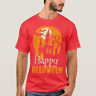 Halloween Scary Creepy House met Bats en Moon Si T-shirt