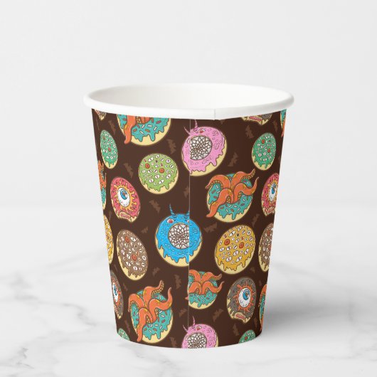 Halloween Scary Donut Pattern-kopjes Papieren Bekers (Rechts)