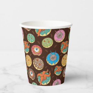 Halloween Scary Donut Pattern-kopjes Papieren Bekers