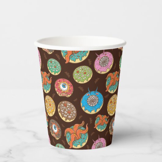 Halloween Scary Donut Pattern-kopjes Papieren Bekers (Voorkant)
