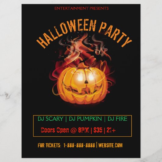 Halloween Scary Fire Pumpkin Party Flyer (Voorkant)