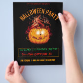 Halloween Scary Fire Pumpkin Party Flyer (Hand)