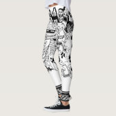 Halloween Scary Monster Doodle Black White Modern Leggings (Links)