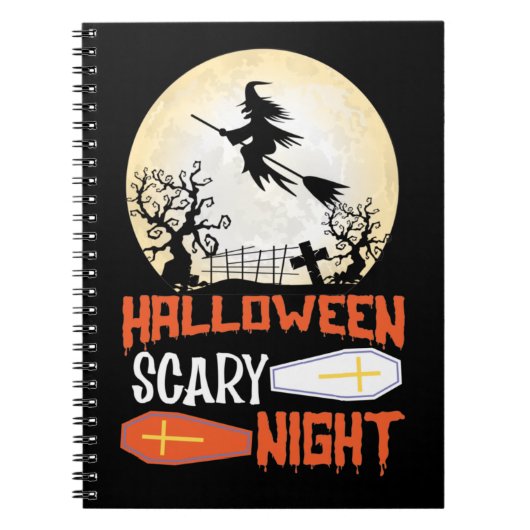 Halloween Scary Night Creepy Witch Spiral Notitieb Notitieboek (Voorkant)