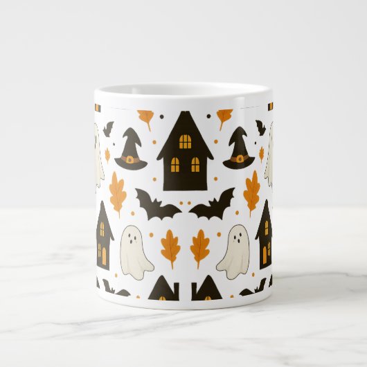 Halloween Scary Pattern – Spooky & feestelijk Extra Grote Beker (Voorkant)