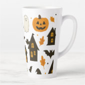 Halloween Scary Pattern – Spooky & feestelijk Latte Mok (Rechts)
