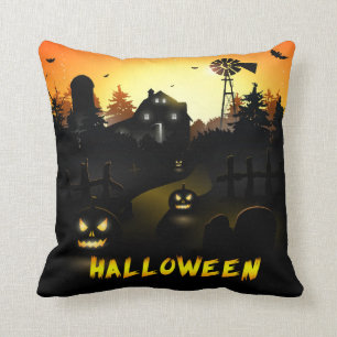 Halloween Scary Pumpkin Scene Kussen