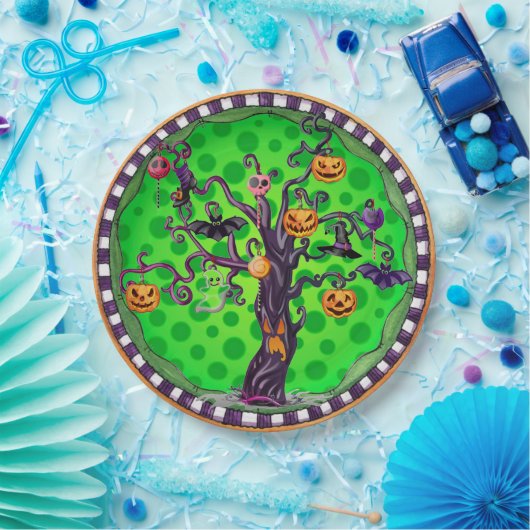 Halloween Scary Pumpkin Tree Papieren Bordje (Feest)