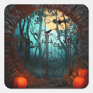 Halloween Scary Scene (2) - Aanpassen Vierkante Sticker