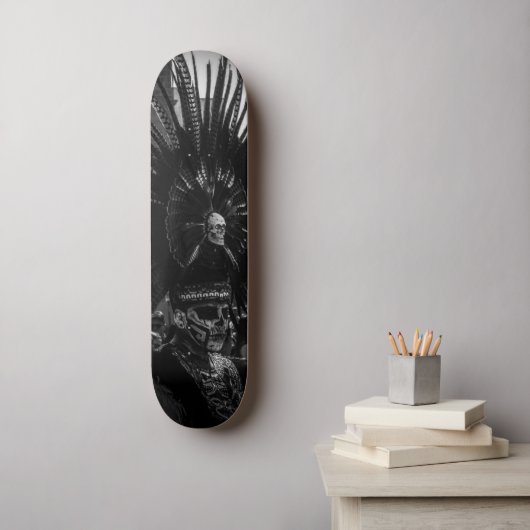 Halloween Scary Skull Black & White Skateboard (Muurkunst)
