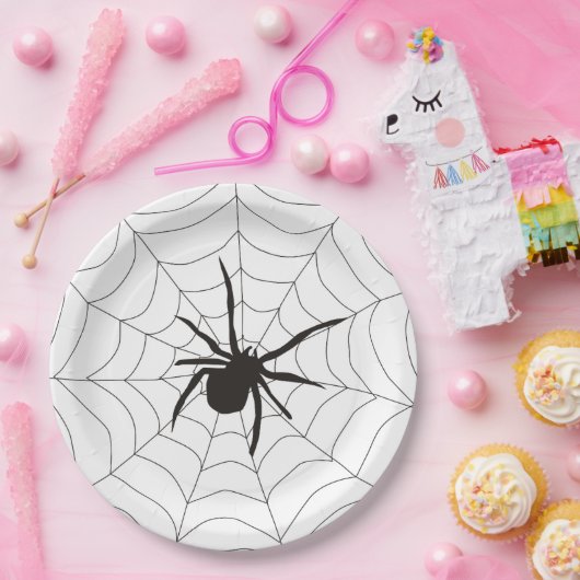 Halloween Scary Spider Pattern Papieren Bordje (Feest)