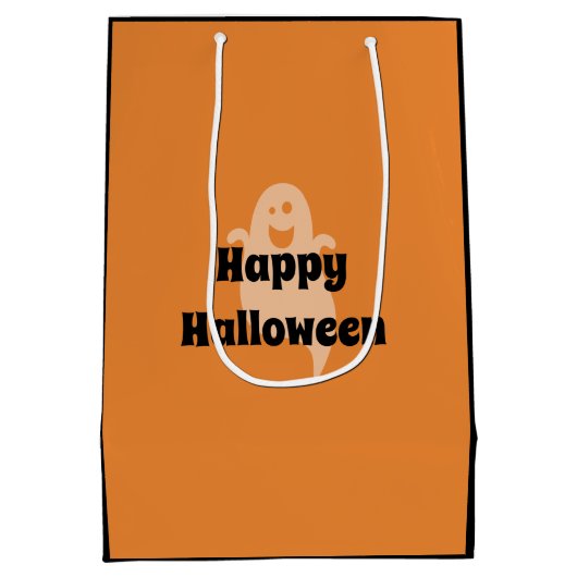 Halloween Scary Spooky Jack O Lantern Pumpkin Face Medium Cadeauzakje (Achterkant)