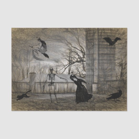  Halloween Scene Decoupage Ephemera Tissuepapier (Voorkant)