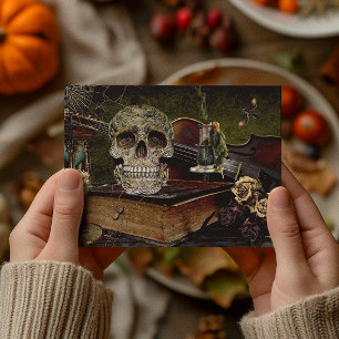  Halloween Scene Decoupage Skull Ephemera Briefkaart