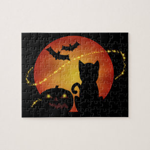 Halloween scène in silhouet legpuzzel
