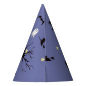 Halloween Scene met spoken heks en vleermuizen Feesthoedjes (Achterkant)